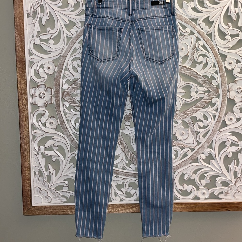 Kut From The Kloth Connie Striped Blue Denim Jeans High Rise Ankle Skinny sz2EUC - Picture 11 of 16
